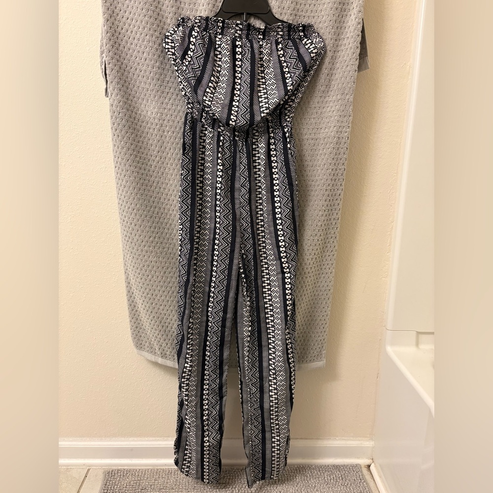 Charlotte Russe Black and White Geometric Jumpsuit